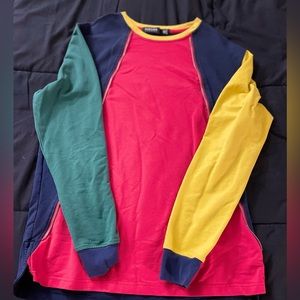 Color Block Oversized Zipper Sweater Size M.